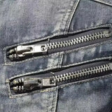 Riolio Denim Jackets Men Casual Stand Collar Moto Biker Outerwear Coats Mens Fashion Zippers Motorcycle Streetwear Jacket Male Clothes