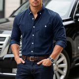 Riolio  Men's Green Corduroy Button Down Shirt Long Sleeve Slim Fit Casual Shirt with Pocket for Fall Winter