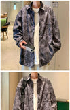 Riolio  Corduroy Printed Long Sleeved Shirt for Men Hong Kong Style Retro Casual Versatile Shirt for Teenagers