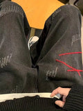 Riolio  Japanese Retro Loose-Fitting Jeans for Men, Cityboy Style, Elastic Waist, Drapey Solid Color Wide-Leg Dad Pants