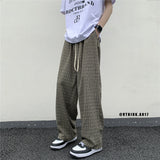 Riolio Summer/Autumn Plaid Pants Men Loose Casual Straight Trousers for Male/Female Harajuku Hip-hop Streetwear Wide-leg Mopping Pants