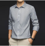 Riolio  Smart Casual Autumn Winter New Shirts Men Lapel Striped Single Breasted Korean Trend Fashion All-match Slim Long Sleeve Tops