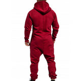 Riolio Mens Onesie Jumpsuit Pajamas Long Sleeve Sweatpants Pure Color Splicing Autumn Winter Casual Hoodie Male Zipper Jumpsuit