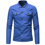 Riolio men cowboy outfit Men's Denim Shirt Spring Summer Men Pure Color Casual Slim Fit Shirts Thin Style Turn Down Collar Shirt