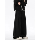Riolio  Unisex Black Oversized Wide-Leg Sweatpants Drop Crotch with Side Pocket Baggy Fit