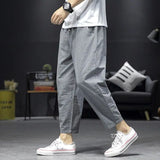 Riolio  Men's Clothing Loose Spring Summer Thin Elastic Waist Pockets Striped Simplicity Handsome Fashion Casual Comfortable Pants