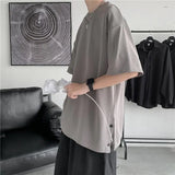 Riolio  Ice Silk T-shirt Men Short-sleeved Loose Summer Dress with Ice-sensing Half-sleeved Round Neck Top