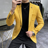 Riolio Deerskin Leather Jacket Blazer Men Casual Slim Fit Blazer Hombre Suit Leather Jacket Men Terno Masculino Men Clothing 6 Color