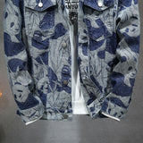 Riolio Spring and Autumn Chinese Trendy Brand Panda Print Men's Denim Jacket Korean Loose Jacket