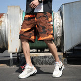 Riolio  Men's New Elastic High Waist Loose Work Camouflage Casual Multi-pocket Sports Shorts
