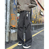 Riolio Mens Casual Workwear Cargo Pants Loose Fit Straight Wide Leg Multi Pocket Utility Tactical Outdoor Hiking Durable Heavy Duty