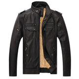 Riolio Jacket Streetwear Man Outerwear Leather Suit Vintage Plus Velvet PU Leather Jacket Casual Blazer Jackets Men's Slim Fit Coats