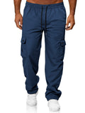 Riolio  Men's Casual Cargo Pants Elastic Waist Drawstring Straight Leg Trousers with Multi Pockets