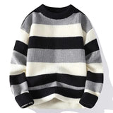 Riolio Men's Striped Sweater O-Neck Casual Knit Pullovers Fashion Long Sleeve Knitted Sweater Men Autumn Winter Warm Y2K Knitwear Tops