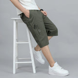Riolio  Summer Men Pure Cotton Casual Loose Outerwear Fashionable Breathable Thin Cropped Pants