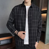 Riolio  Men Vintage Classic Plaid Appliques Pocket Shirts Autumn Trendy Lapel Long Sleeve Loose Tops Casual Streetwear Camisas De Hombre