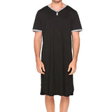 Riolio Men's Short Sleeve Thin Lengthened Leisure Pajamas Loose Skin Friendly Cotton Robes Homewear Bathrobes Vintage Nightgown M-3XL