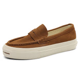 Riolio  Men's Vulcanized Shoes: Niche, Light Luxury, Solid Color, Retro Style, Flat Heel, Split-on, Lazy Soft-soled Casual Walking Shoes