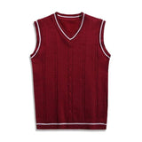 Riolio  European American Sleeveless Sweater Autumn Winter New Style Men's Youth Vest Knitwear Sleeveless Cardigan V Neck Pullover Top