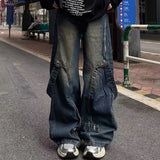 Riolio American high street men and women trendy hip-hop loose straight leg jeans for couples personalized wide leg casual pants y2k