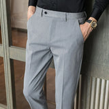 Riolio Summer New Men's Clothing Fashion Casual Versatile Suit Pants Streetwear New Solid Pocket Trendy Business Slim Straight Trousers