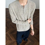 Riolio  Autumn Black Long Sleeved T-shirt Men Fashion Casual Knitted T Shirt Men Streetwear Korean Loose Striped T-shirt Mens Top 4XL