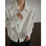 Riolio  Shirt men Korean Style Loose Fit Square Neck Plain Color Long Sleeve Shirt Man Autumn New Trendy Youth Dance Shirts Oversized
