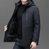 Riolio Two Pieces Men Winter Jacket Coat Long Style Parka Hooded Thick Cotton-padded Male Fashion Casual Padded Jacket Overcoat mens
