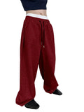 Riolio  Men Drawstring Waist Loose Straight Leg Wide Leg Sports Sweatpants With Pockets