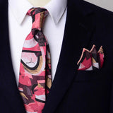 Riolio  2PCS Neck Tie Set 8CM Top Cotton Floral Printed Necktie Fashion Block Flower Suit Ties For Men Shirt Handkerchief Wedding Cravat
