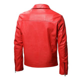 Riolio Men Quality Casual PU Leather Coat.Red Slim Rider Style Leather Jacket Popular Young Leather Jackets