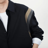 Riolio  Design Sense Unique Patchwork Black Long Sleeve Trendy Brand Loose American Stylish Men's Shirt Coat