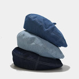 Riolio  Beret female street hipster versatile cowboy painter hat Japanese simple solid color casual art newsboy hat
