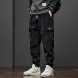 Riolio  Spring Autumn Men's Elastic Waist Casual Pants Stretch Straight Drawstring Harem Jogging Sports Trousers Fashion Male Clothing