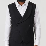 Riolio Mens Stylish Shawl Collar Double Breasted Tuxedo Vest Brand New Slim Fit Business Wedding Dress Waistcoat Gilet Homme Black