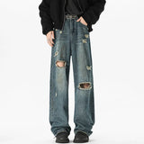 Riolio NEW Baggy jeans man Frayed Damaged Hole Baggy Wide Leg Jeans for Men and Women Streetwear Casual Ropa Hombre Denim Trousers
