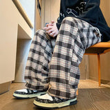 Riolio Green Plaid Pants Men Harajuku Winter Wide Leg Checked Trousers Male Oversize Big Size Casual Sweatpants Streetwear 8XL