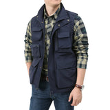 Riolio  Summer Men Tactical Hiking Fishing Vest Multi-pocket Photographer Waistcoat Outdoor Leisure Male Thin Cargo Jacket Vests M-6XL