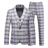 Riolio  Slim Fit Three Piece Men's Suit Korean Style Business Casual Plaid Professional Suit Set Male Cross-Border New Model