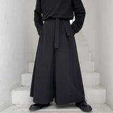 Riolio Chinese Style Men Trousers Dark Style Irregular Wide Leg Men Pants Lace Up Hanfu Tang Trousers Harajuku Kimono Samurai Pants