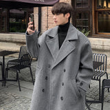 Riolio Winter High Quality Woolen Trench Coats Men Korean Style Luxury Male Casual Trenchcoat Men's Streetwear Gray/Khaki/Black