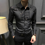 Riolio  Autumn Handsome Long Sleeved Shirts Men's New Vintage Slim Fit High-end Casual Y2K Business High-end Men's Style Cardigan