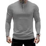 Riolio New Man Fashion T Shirt Casual Fashion Plain Color Long sleeve High Quality Slim Polo Shirt Men Gym Fitness T-shirt