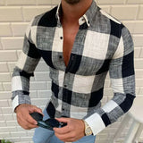 Riolio  Men's Plaid Print Long Sleeve Shirt Casual Slim Fit Button Down Tops