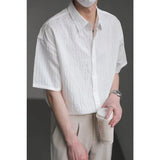 Riolio  Men's Black Textured Short Sleeve Shirt Casual Button Down Loose Fit Summer Top