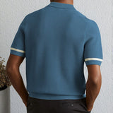 Riolio  Summer New Trend Men Fashion Polo Shirt Light Luxury Hollow Out Knitted T-shirt American Style Casual Short Sleeve Cardigan Tops