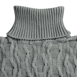 Riolio Fall/Winter New Men's Sweater Casual Solid Color Turtleneck Long Sleeve Argyle Twist Knitted Pullovers Outdoor Warm Jumpers