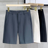 Riolio  Five-point Suit Pants for Men Korean Style Business Shorts Trousers Slim Mid-pants Without Ironing Thin Casual Trousers