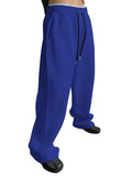 Riolio  Men Drawstring Waist Loose Straight Leg Wide Leg Sports Sweatpants With Pockets