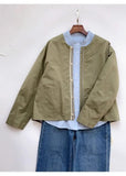 Riolio Japanese Niche High-end Jacket Korean cityboy wear 2025 New Military Green Tops for men Women's Spring Clothes simple O-neck top